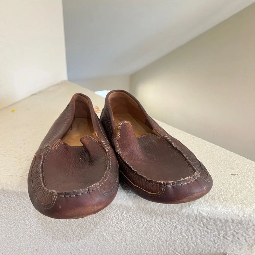 Clarks Men's Comfort Slip‎ On Brown Leather Loafers Brown Driving Shoes Work 13